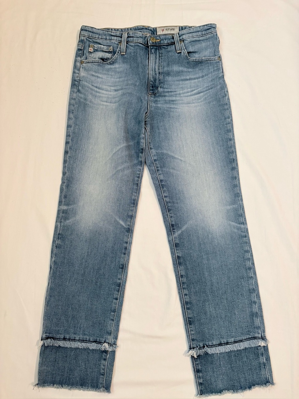 AG Adriano Goldschmied The Isabelle High Rise Straight Cropped Jeans 30 Fray